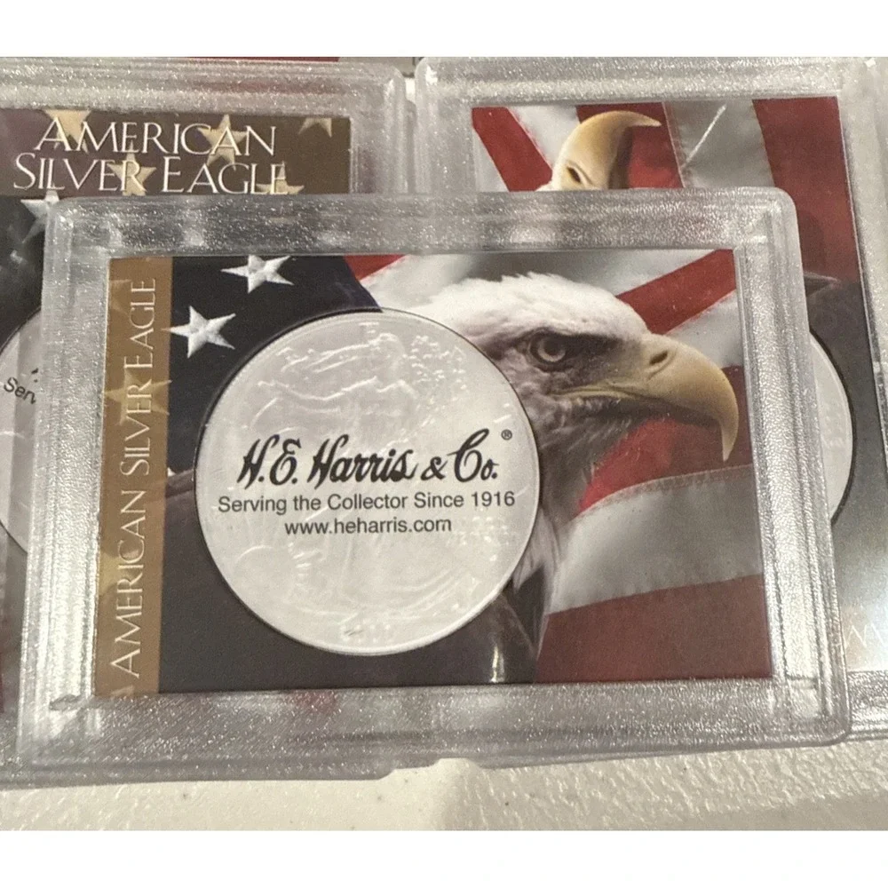 5 HE Harris Eagle & Flag Frosty Case For American Silver Eagle Coin Display Gift